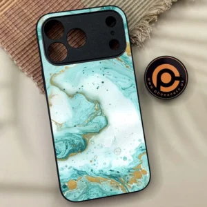 iPhone 17 Pro Max - Aqua Blue Marble Design - Premium Metal Printed soft Bumper shock Proof Case - Image 1