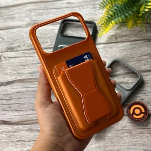 iPhone 17 Pro Max RockGuard Branded Leather Wallet Case with Stand Function - Image 1