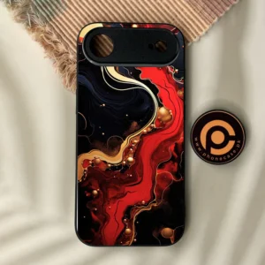 iPhone Air - Red Gold Marble - Premium Metal Printed Soft Bumper Shock Proof Case - Image 1